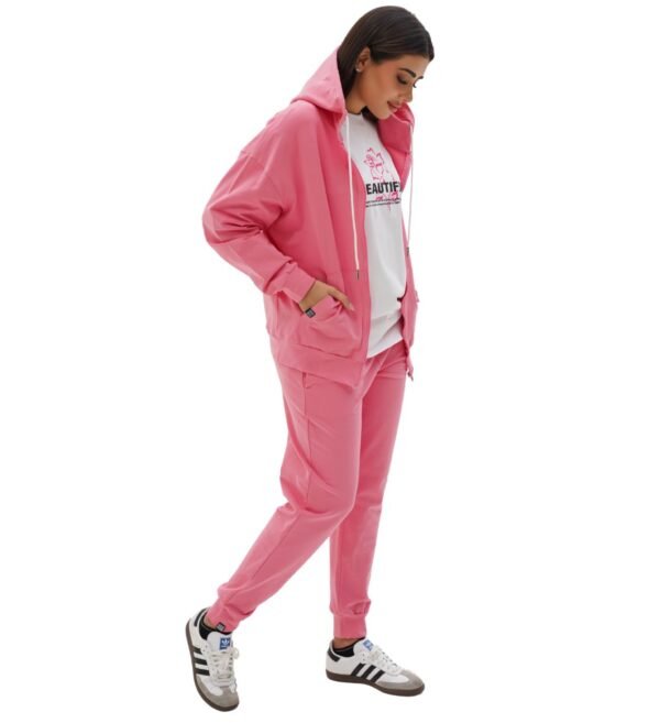 42 Beautiful zip hoodie + T-shirt set with the Eternal pink rose